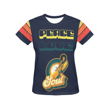 Load image into Gallery viewer, Peace, Love. and Soul All Over Print T-Shirt for Women