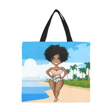 Load image into Gallery viewer, Black Girl Beach Canvas Tote Bag (large)