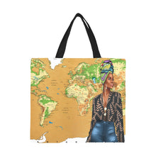 Load image into Gallery viewer, World Traveler Canvas Tote Bag/Large