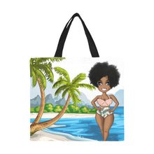 Load image into Gallery viewer, Black Girl Beach Canvas Tote Bag (large)
