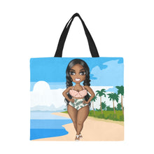 Load image into Gallery viewer, Black Girl Beach Canvas Tote Bag (large)
