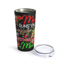 Load image into Gallery viewer, This Mom Runs on Coffee and Christmas Movies Tumbler
