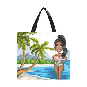 Black Girl Beach Canvas Tote Bag (large)