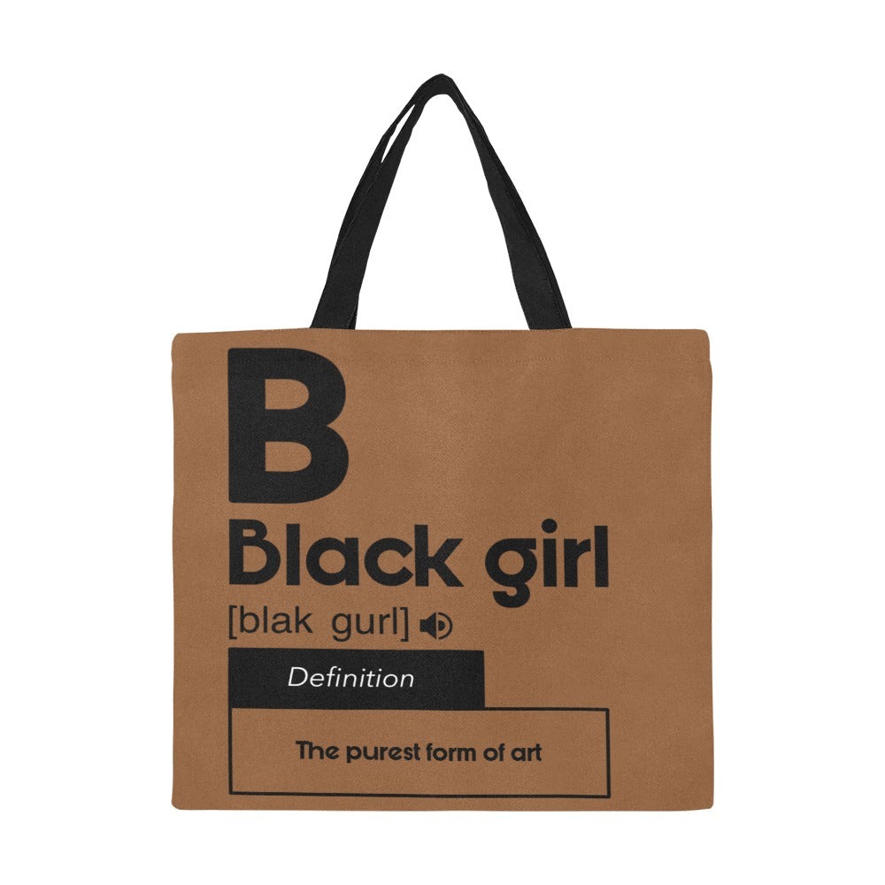 If U A Black Girl All Over Print Canvas Tote Bag/Large