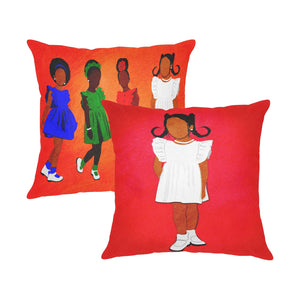 Sunday Morning Linen Zippered Pillowcase 18"x18"(Two Sides & Pack- red)