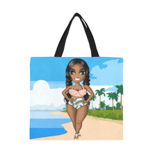 Load image into Gallery viewer, Black Girl Beach Canvas Tote Bag (large)
