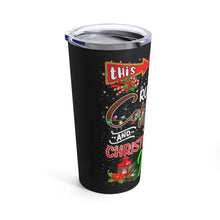 Load image into Gallery viewer, This Mom Runs on Coffee and Christmas Movies Tumbler
