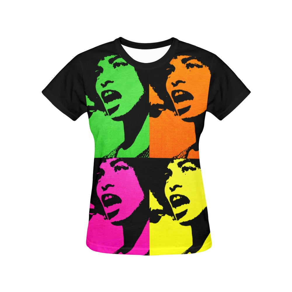 Angela Yellow All Over Print T-Shirt for Women
