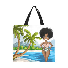 Load image into Gallery viewer, Black Girl Beach Canvas Tote Bag (large)
