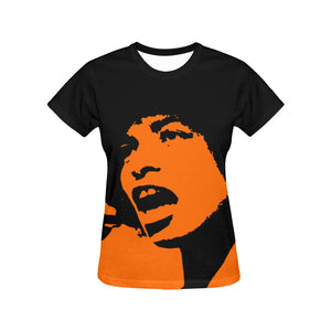 Angela Orange All Over Print T-Shirt for Women
