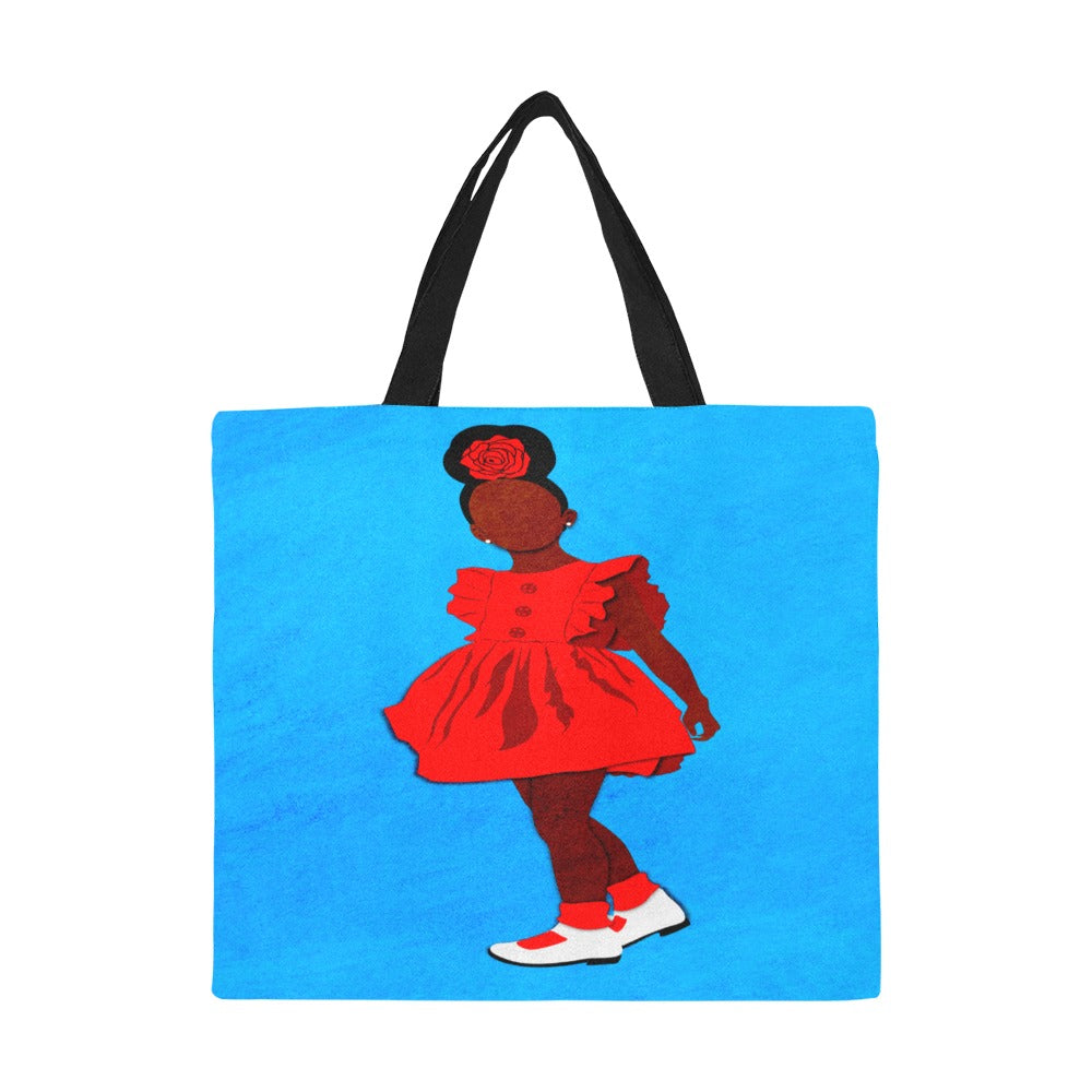Sunday Morning Canvas Tote Bag (large-blue)
