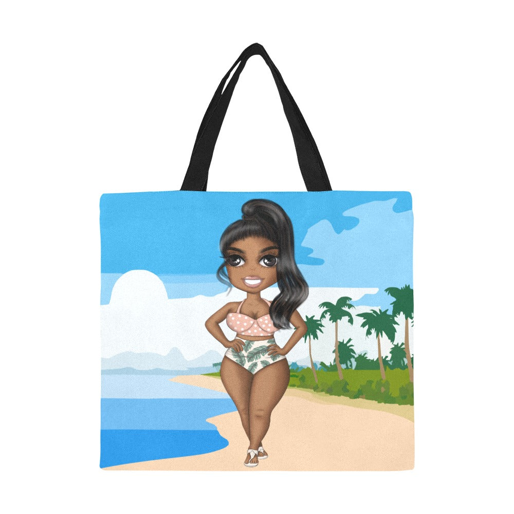 Girl Beach Tote  Canvas Tote Bag (large)