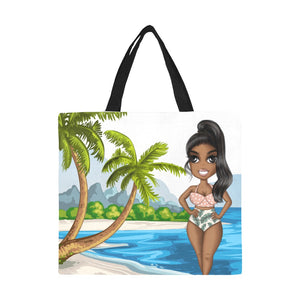 Black Girl Beach Canvas Tote Bag (large)